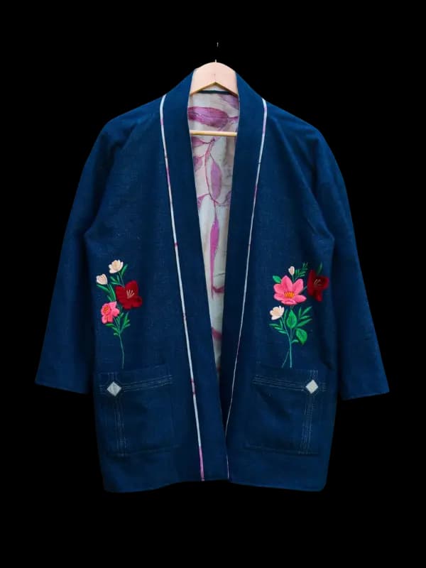 fleur denim kimono