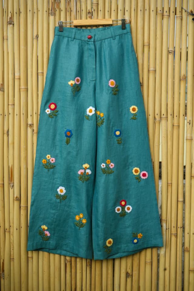 Teal Bageecha Pants