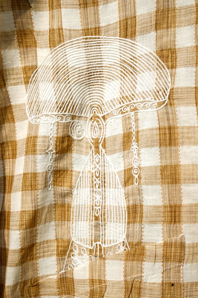 Gingham Mushroom Kurta Shirt-hover